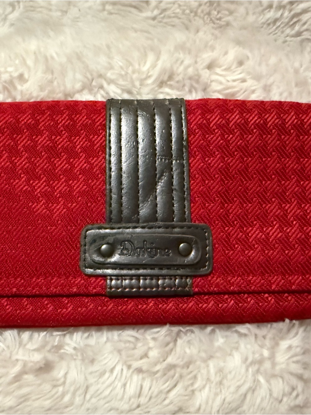 Dakine Red Quilted Clutch with Dark Brown Trim